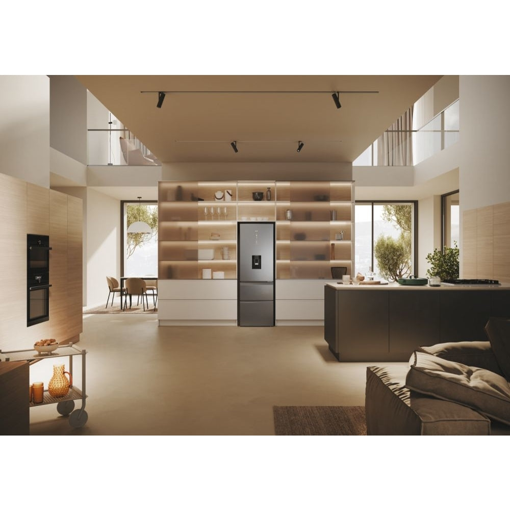 Haier 3D 60 Series 5 HTW5618EWMG Wifi Connected Total No Frost Freestanding Fridge Freezer - Stainless Steel - E Rated