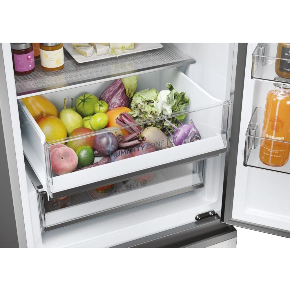 Haier 3D 60 Series 5 HTW5618EWMG Wifi Connected Total No Frost Freestanding Fridge Freezer - Stainless Steel - E Rated