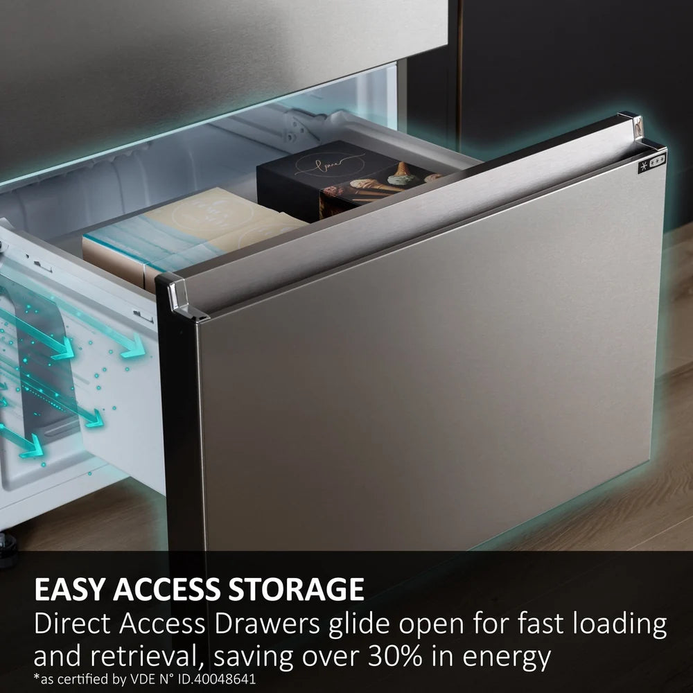 Haier 3D 60 Series 5 HTW5618EWMG Wifi Connected Total No Frost Freestanding Fridge Freezer - Stainless Steel - E Rated