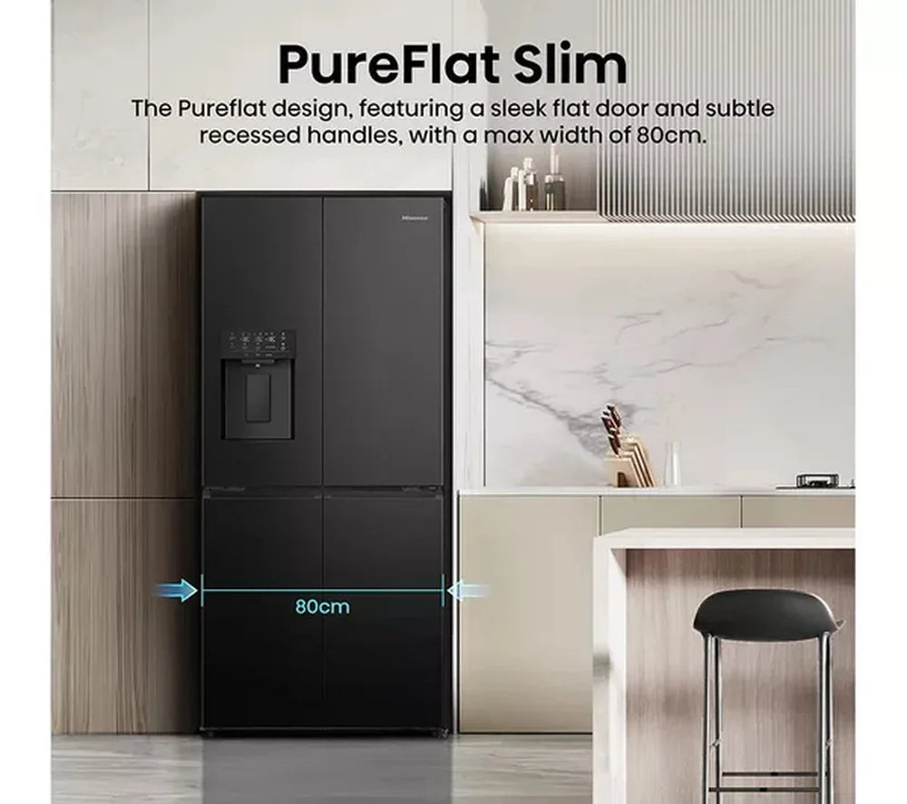 Hisense RQ5P470SYFD PureFlat Non-Plumbed Total No Frost American Fridge Freezer Black
