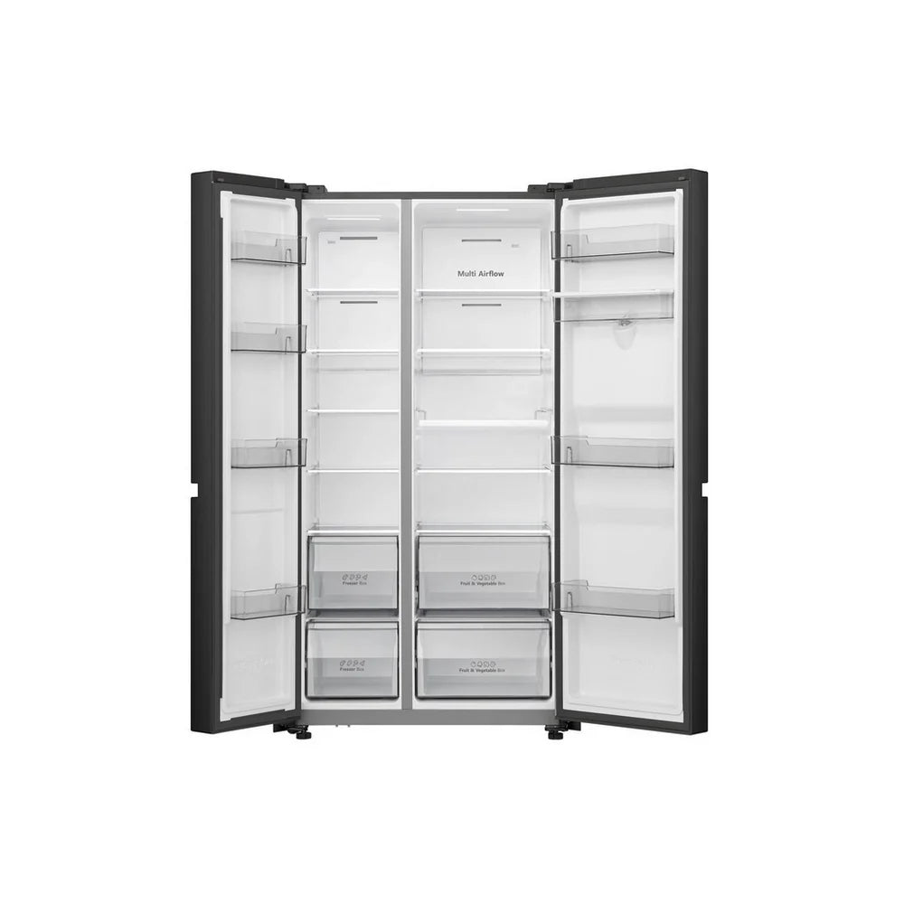 Hisense RS840N4WFE Freestanding Frost Free American Fridge Freezer Black Stainless Steel